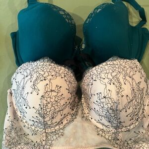 Victoria's Secret Blue and White Push-Up Bras